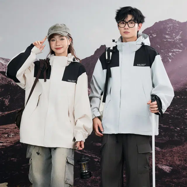 雅鹿  全天候系列机能户外登山徒步可拆卸内胆拼接撞色连帽三合一  防风防水冲锋衣 男女同款