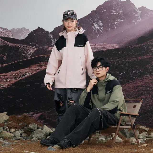 雅鹿  全天候系列机能户外登山徒步可拆卸内胆拼接撞色连帽三合一  防风防水冲锋衣 男女同款