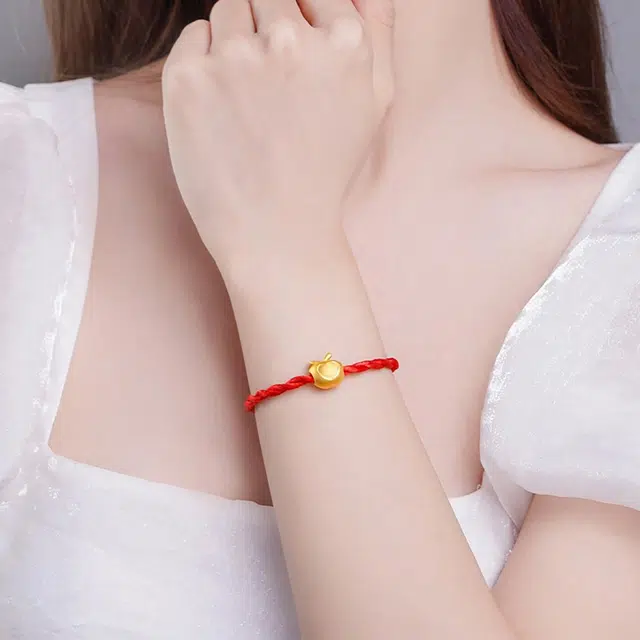 老庙 好运平安果苹果爱心 浪漫轻奢 足金 按克计价 黄金串珠 女款