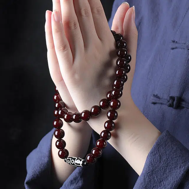 琢玉居 九眼天珠 多圈叠戴念珠盘玩佛珠文玩  平安吉祥 好运 菩提根 手串 男女同款情侣款