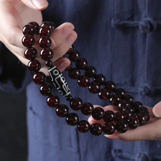 琢玉居 九眼天珠 多圈叠戴念珠盘玩佛珠文玩  平安吉祥 好运 菩提根 手串 男女同款情侣款