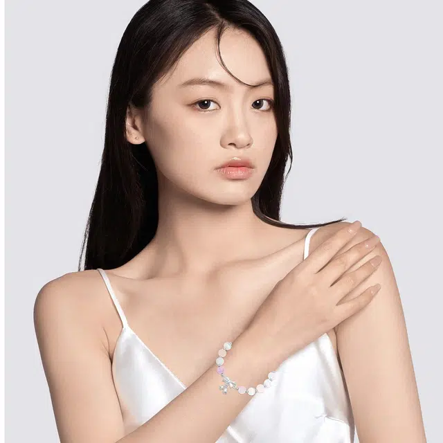 老银坊 蝴蝶结两世欢 新中式古风小众甜美腕链 国风汉服百搭手饰 玻璃猫眼 手串 女款