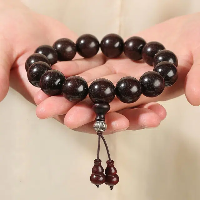 琢玉居 单圈文玩佛珠老料满金星檀香 复古国潮 轻奢大气 好运 檀木 木作手串 男女同款情侣款