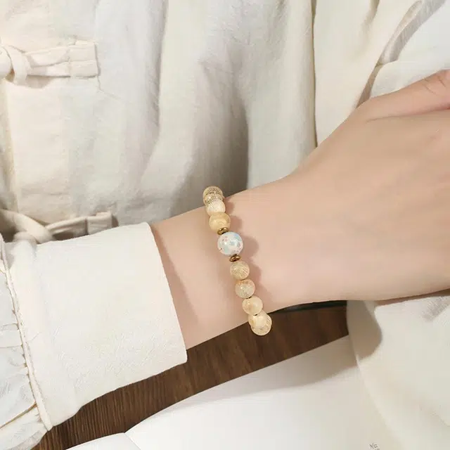 琢玉居 复古文艺设计 新中式文玩盘玩佛珠 转运珠 考研上岸 百搭配饰 檀木 木作手串 男女同款情侣款