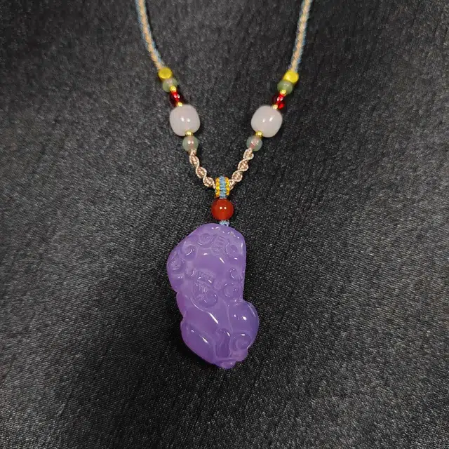 识恩 高冰帝王紫芋泥波波粉紫貔貅吊坠 新中式复古民族风轻奢小众高级感 玉髓 玉石项链 男女同款情侣款