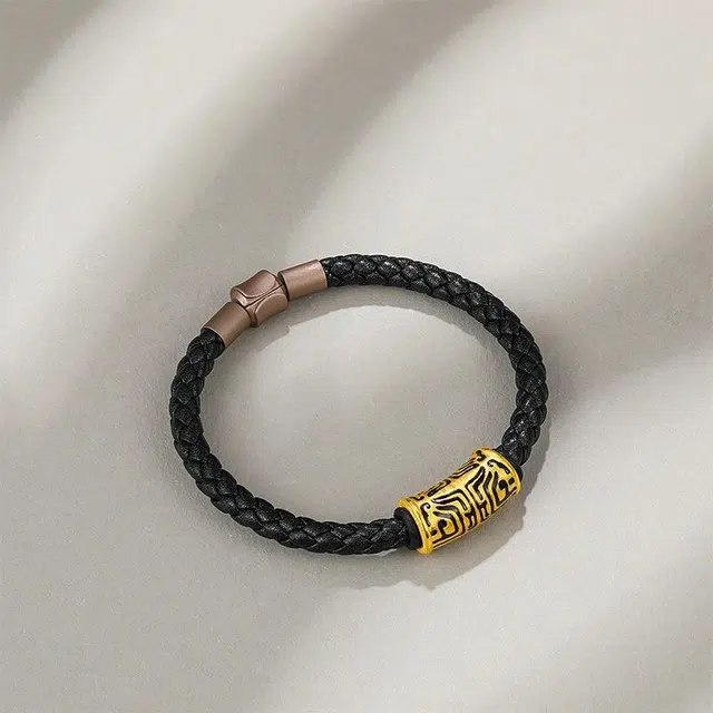 智玉云祥 饕餮潮流时尚本命年转运珠手绳 足金 一口价 手链 男款