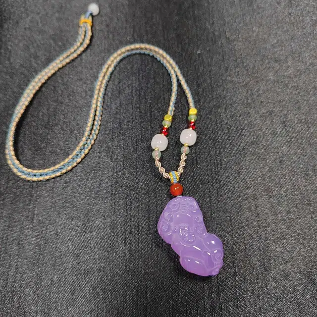 识恩 高冰帝王紫芋泥波波粉紫貔貅吊坠 新中式复古民族风轻奢小众高级感 玉髓 玉石项链 男女同款情侣款