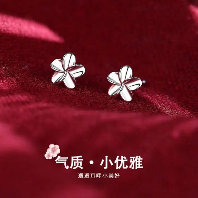 繁花笺 简约迷你爱心森系耳棒养耳洞防堵银耳饰 银 耳钉 男女同款情侣款