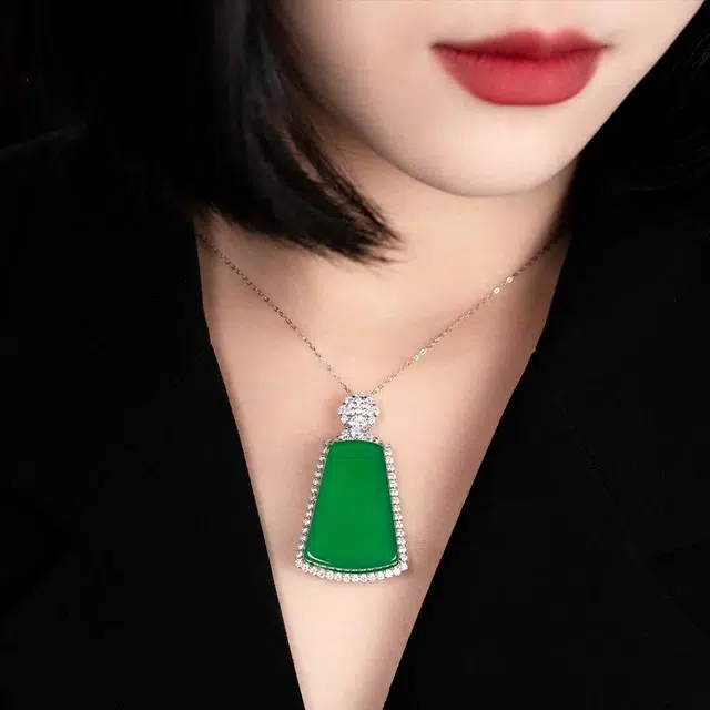 缘钰祥 “静雅素牌”新中式气质百搭 玉髓 项链 男女同款情侣款