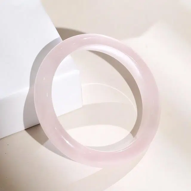 周百福 浅粉少女月光镯 国潮风古风新中式复古叠戴汉服旗袍古风清冷感温婉素雅素圈叮当镯子 告白纪念日周年#好运 琉璃 玉石手镯 女款