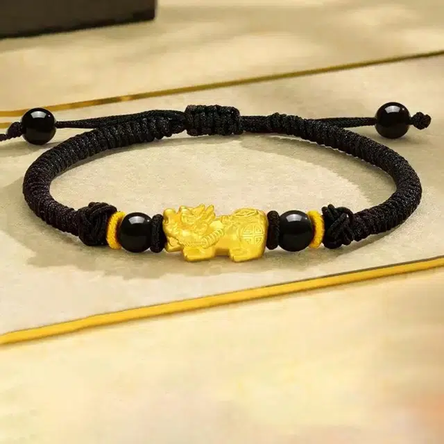 中国珠宝 貔貅手饰 新中式八方来财 国潮平安 招财纳福 国风复古新中式古典风  日常通勤 足金 一口价 手链 男女同款情侣款