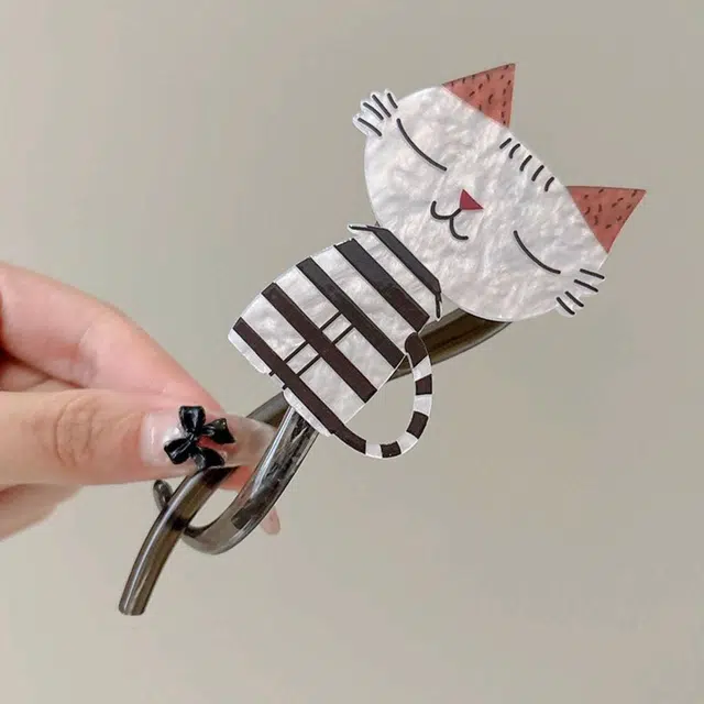 贯古今 萌趣可爱猫咪扭扭夹 亚克力 发夹 女款