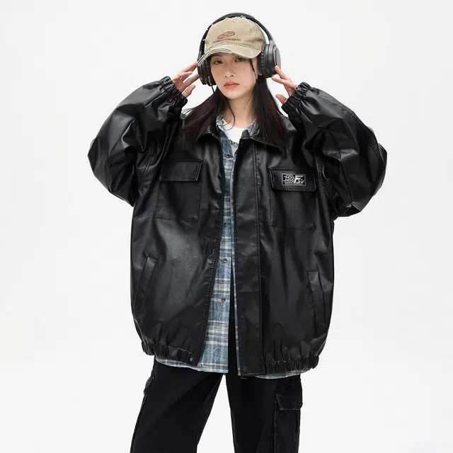 Bingfei Vintage PU Leather Jacket