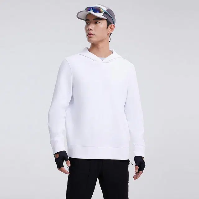 美特斯邦威 百搭简约纯色舒适华夫格连帽卫衣 男款