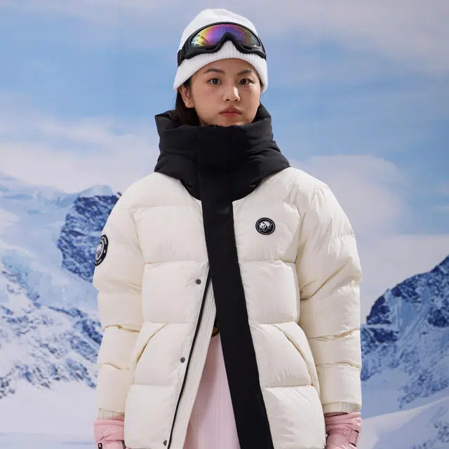 熊猫 户外纯色保暖连帽舒适御寒鹅绒羽绒服 男女同款