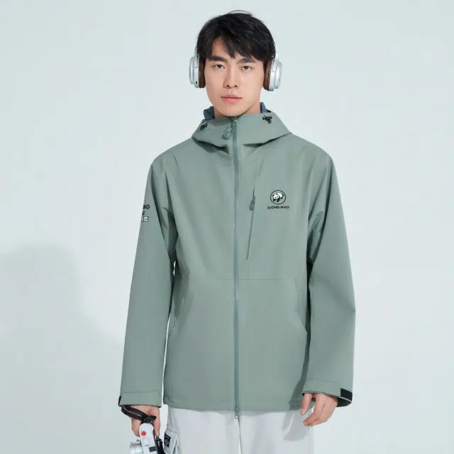 熊猫  自在玩系列 连帽宽松拉链单层  都市生活/旅游/通勤 防水防风超轻防泼水冲锋衣 男款