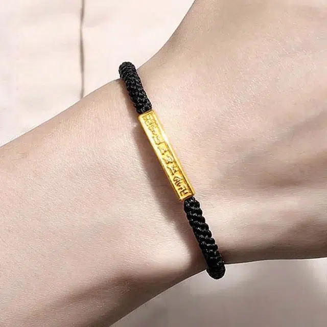 中国珠宝 六字真言精致高级感显气质  极简百搭设计 招财转运 国潮本命年平安纳福 招财纳福 足金 一口价 手链 男款