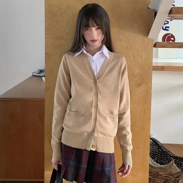 东鲸岁时记 美拉德学院风慵懒风高级感开衫外搭制服长袖针织衫 男女同款 棕色