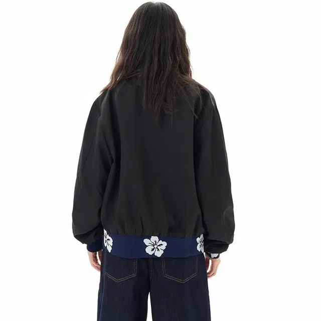 极限涡轮 美式高街复古纯色飞行员宽松短款长袖夹克外套 男女同款 黑色