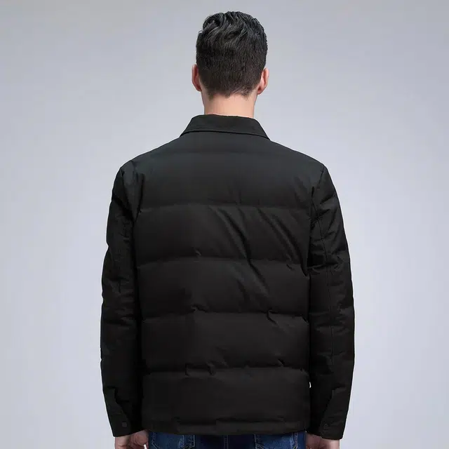 与狼共舞 时尚百搭纯色保暖舒适加绒羽绒服 男款 黑色