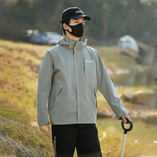 雅鹿  全天候系列户外登山徒步透气可拆卸抓绒内胆撞色连帽三合一  防风耐磨保暖防雨冲锋衣 男女同款
