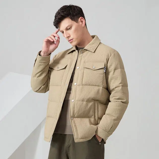 与狼共舞 时尚舒适保暖百搭鹅绒翻领羽绒服 男款