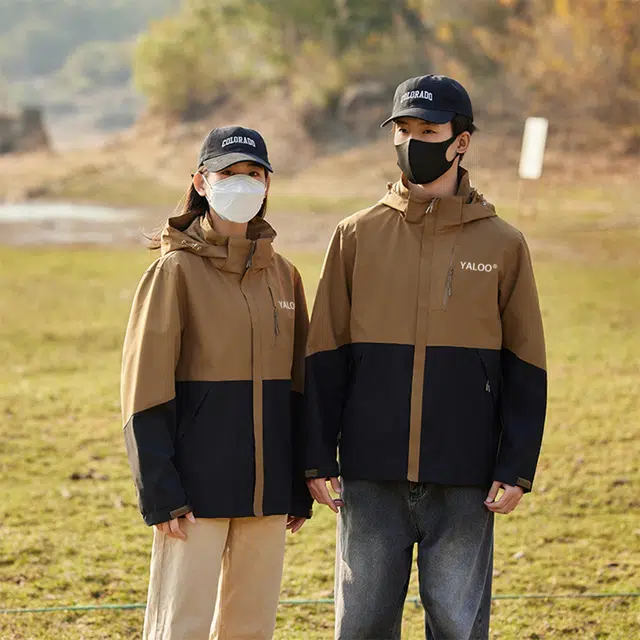 雅鹿  全天候系列户外登山徒步透气可拆卸抓绒内胆撞色连帽三合一  防风耐磨保暖防雨冲锋衣 男女同款