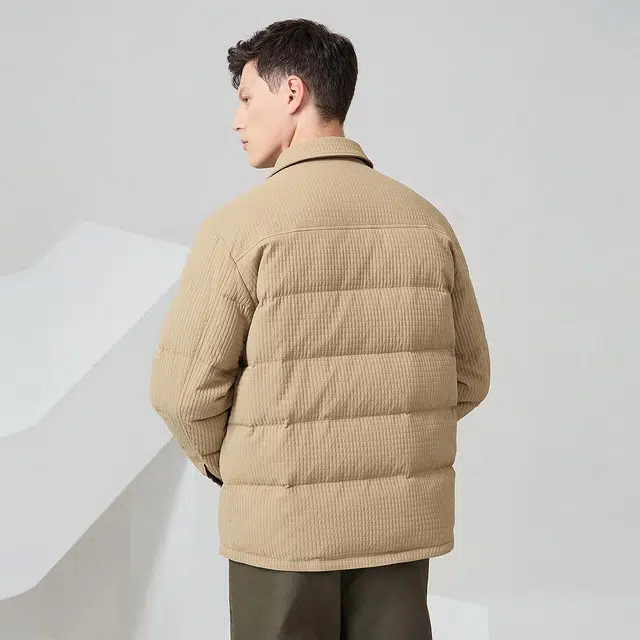 与狼共舞 时尚舒适保暖百搭鹅绒翻领羽绒服 男款