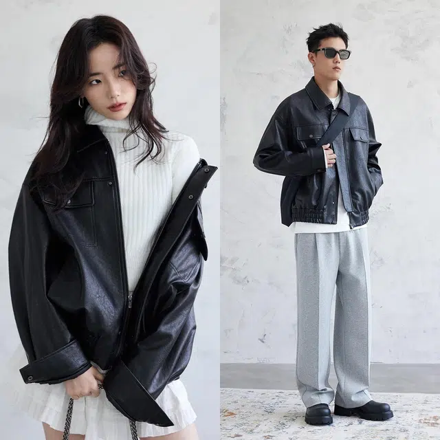 DISTRESS PU LEATHER JACKET