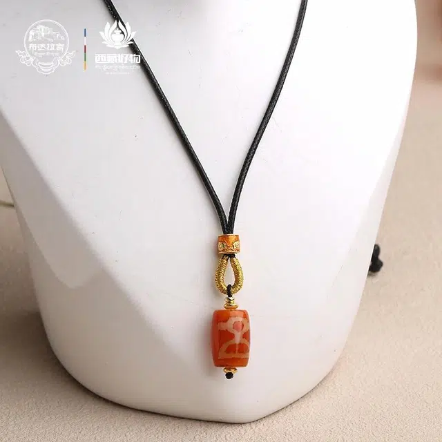 布达拉宫 红肉财天珠 玛瑙 项链 男女同款情侣款