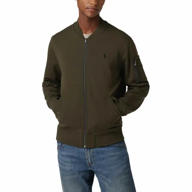 Ribbed viscose blend polo neck sweater featuring a crop style and wide sleeves Sweatshirt in Schwarz mit Pferdelogo