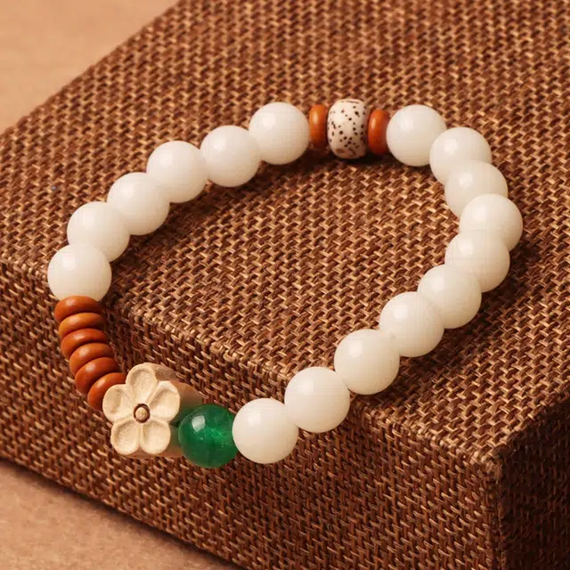 琢玉居 新中式文玩佛珠 国潮轻奢 招桃花 好运配饰 白玉菩提 手串 男女同款情侣款