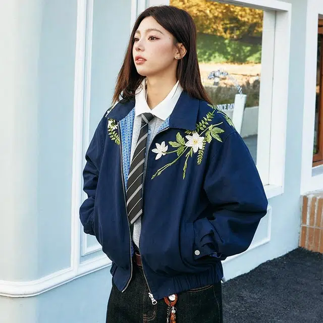 HARSH AND CRUEL Reversible Embroidered Jacket Navy