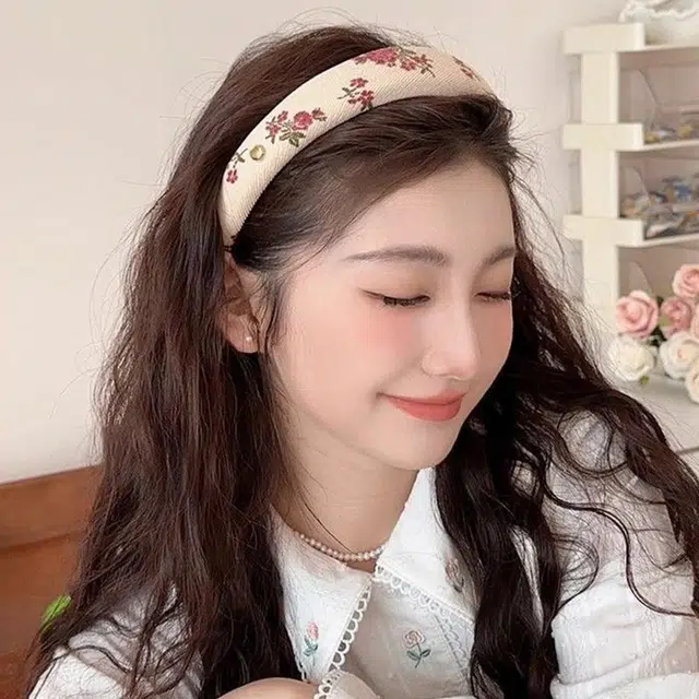 如花梦 温柔风碎花高颅顶气质宽边洗脸压发头箍发卡发饰春 布艺 发箍 女款