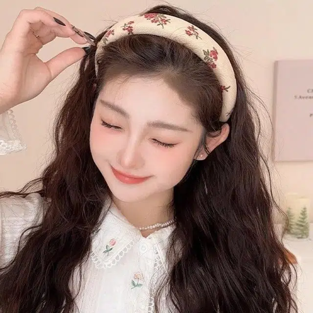 如花梦 温柔风碎花高颅顶气质宽边洗脸压发头箍发卡发饰春 布艺 发箍 女款