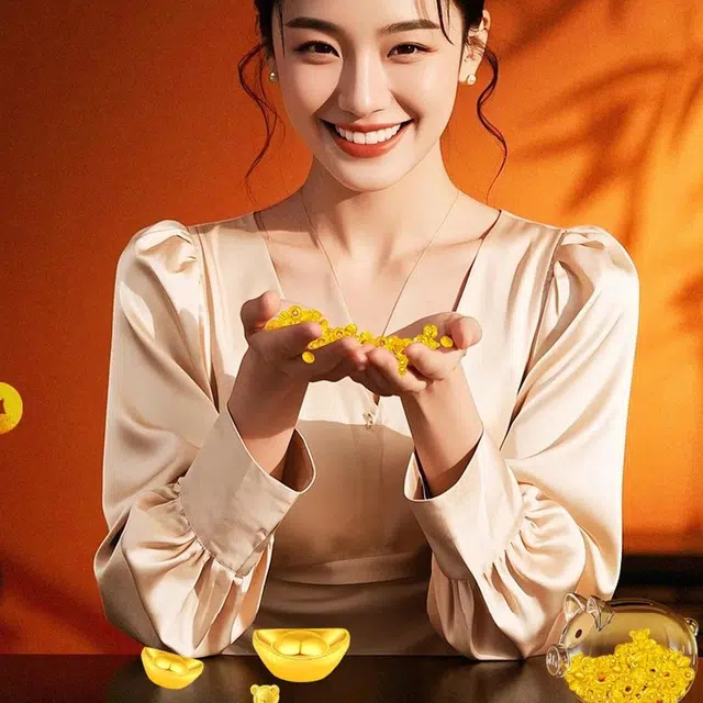老庙 投资收藏攒金小元宝 足金 一口价 黄金吊坠 女款
