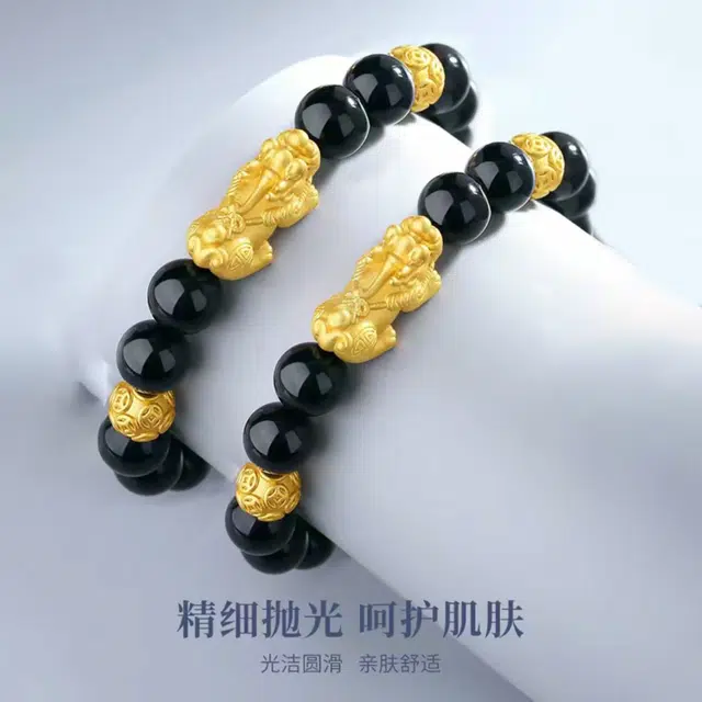 镯瑾 招财貔貅吞金兽 金钱转运珠 八方来财#好运 招财纳福国潮福气礼盒国风素珠 黑檀 手串 男女同款情侣款