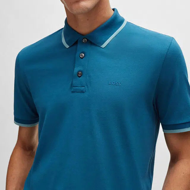 HUGO BOSS Cotton-Piqu Polo Shirt With Rubber-Print Logo Polo