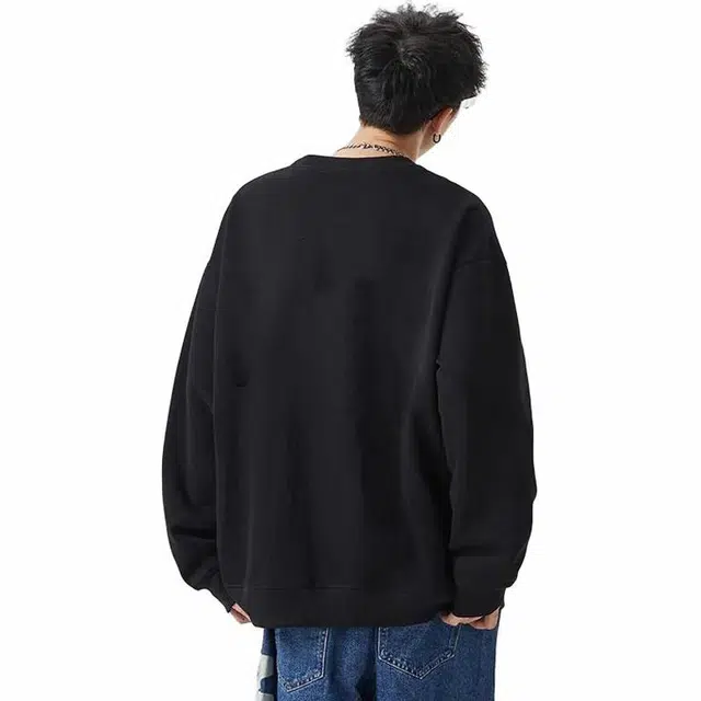 【dme】 高级感圆领套头可爱慵懒风字母宽松纯色长袖卫衣 男女同款