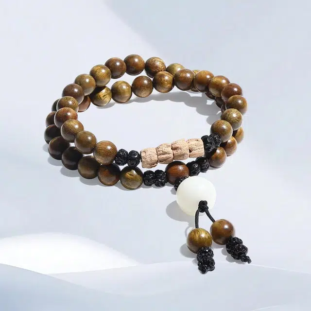 希遇 檀香瑞福 国风 国潮复古吉祥如意 祥瑞好运珠 小众设计日常百搭 檀木 手串 男女同款情侣款
