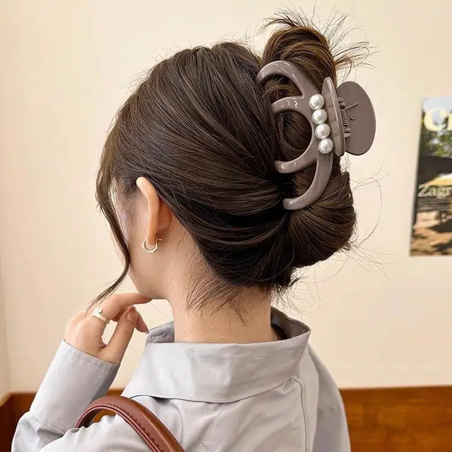如花梦 抓夹 高级感  大号南瓜发抓夹 适合发量多后脑勺盘发鲨鱼夹 亚克力 发夹 女款
