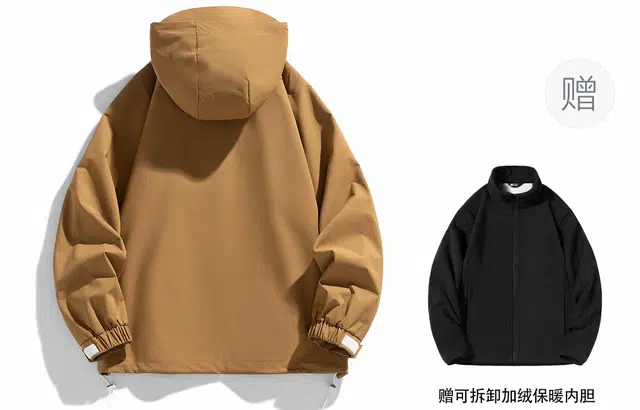雅鹿 山系户外运动登山徒步防风防水保暖可拆卸加绒内胆宽松连帽百搭舒适夹克外套 男女同款