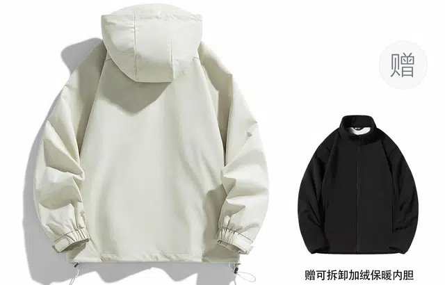 雅鹿 山系户外运动登山徒步防风防水保暖可拆卸加绒内胆宽松连帽百搭舒适夹克外套 男女同款
