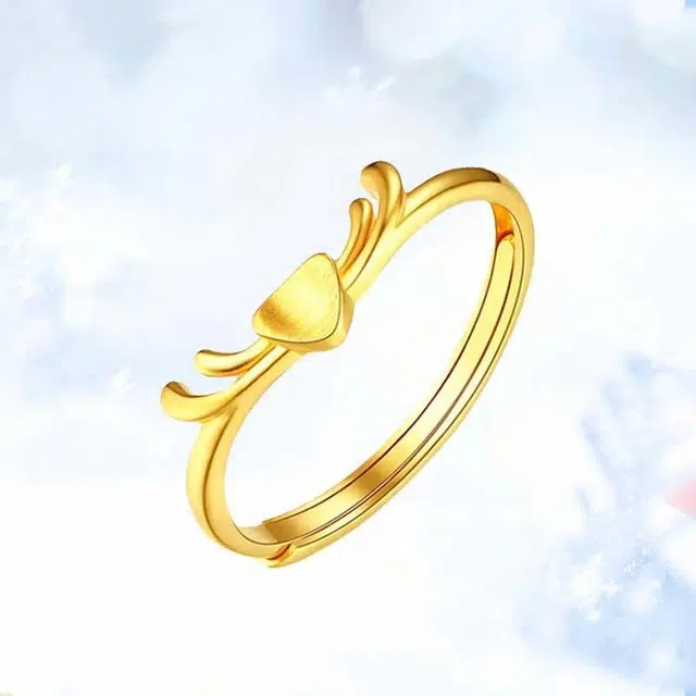 中国珠宝 一鹿有你爱心  甜美 时髦经典百搭 小众设计不撞款 轻奢贵气高级 日常通勤夏日精致单品 足金 按克计价 黄金戒指 女款