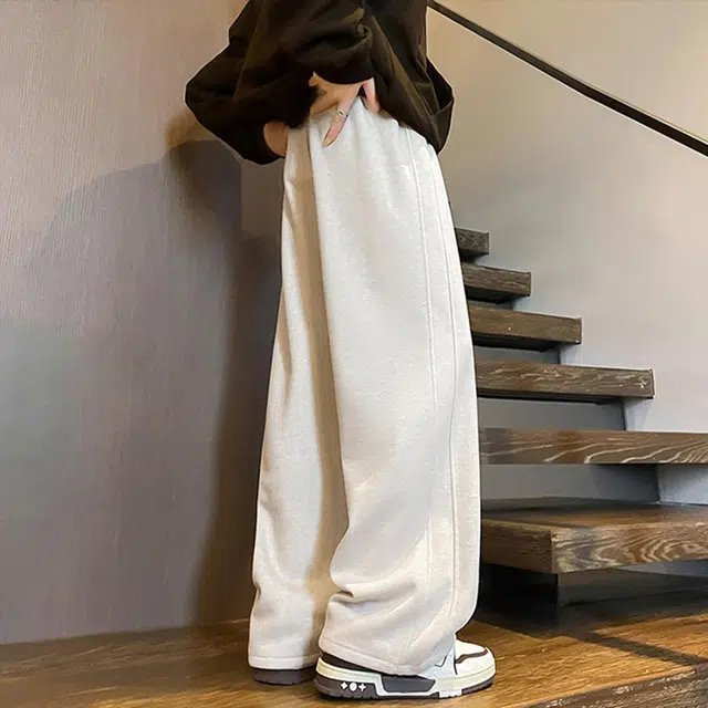 徐太浪 美式复古纯色潮流运动风垂感基础款百搭阔腿宽松直筒休闲裤 男女同款