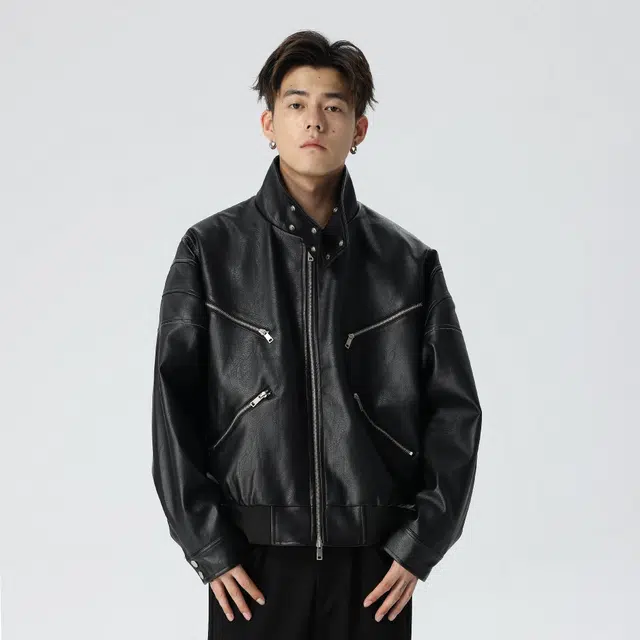 PILOTDRAGON Clean Fit Biker Jacket Black