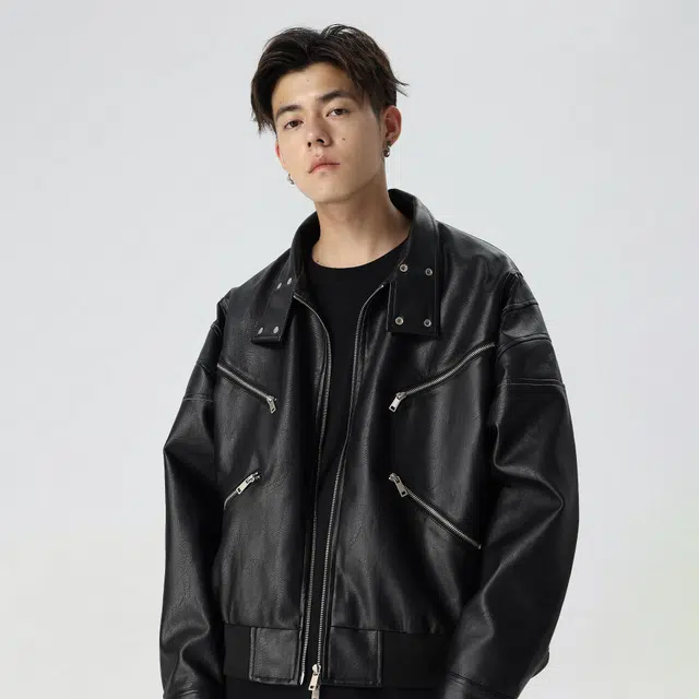 PILOTDRAGON Clean Fit Biker Jacket Black