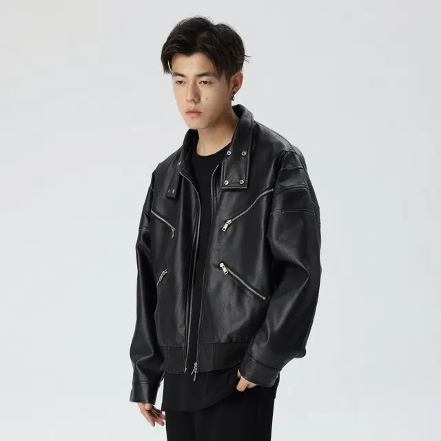 PILOTDRAGON Clean Fit Biker Jacket Black