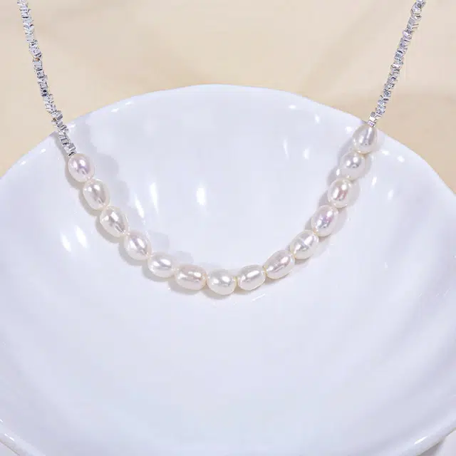 品彩 碎银几两 有钱花好运碎银子高级感锁骨链 甜美精致氛围感 年轻气质百搭时尚 优雅浪漫 淡水珍珠 项链 女款
