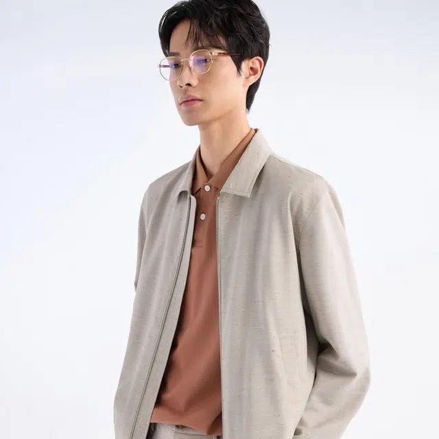 九牧王男裤专家 休闲翻领拉链长袖夹克外套 男款 深卡其